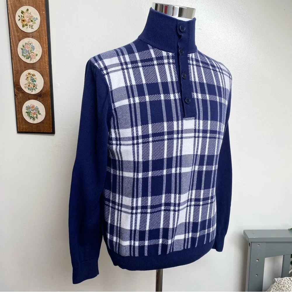 Paul Fredrick Plaid Knit Sweater